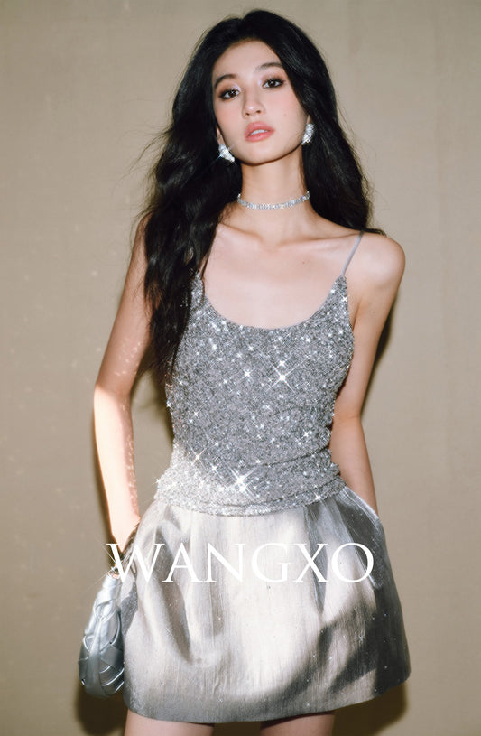 WANGXO | Sequin Knit Pure Hand-Pressed Seams Camisole -LINA.