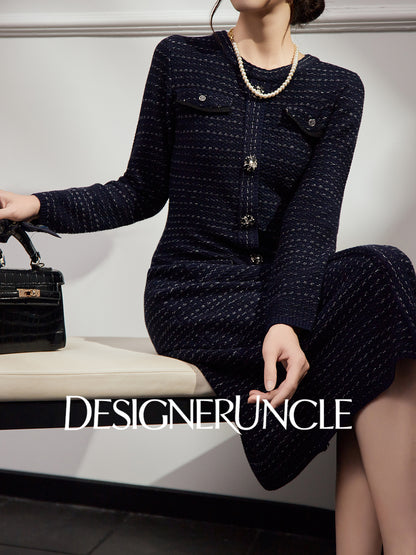 DGU "Gilded Blue" new French fragrance style slimming royal blue dress - Joseph.