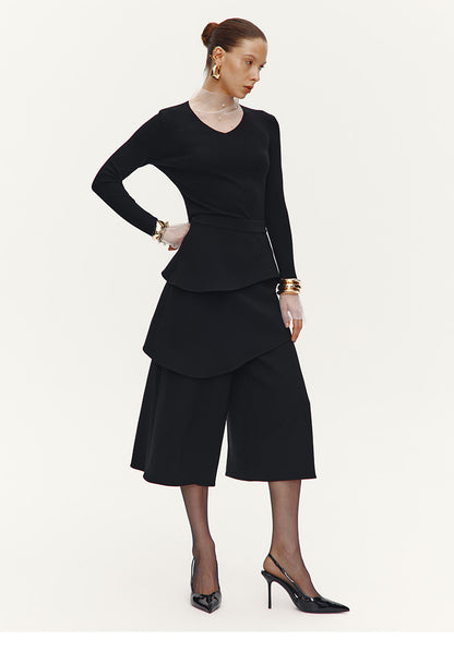 ATELIER MISS LU Multi-layered Cut Splicing Cropped Culottes - SERAPHIMS