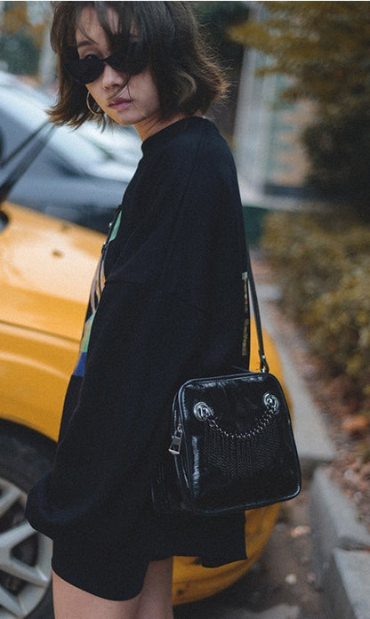 IUBallet Elegant Messenger Leather Black Bag - DANEL.