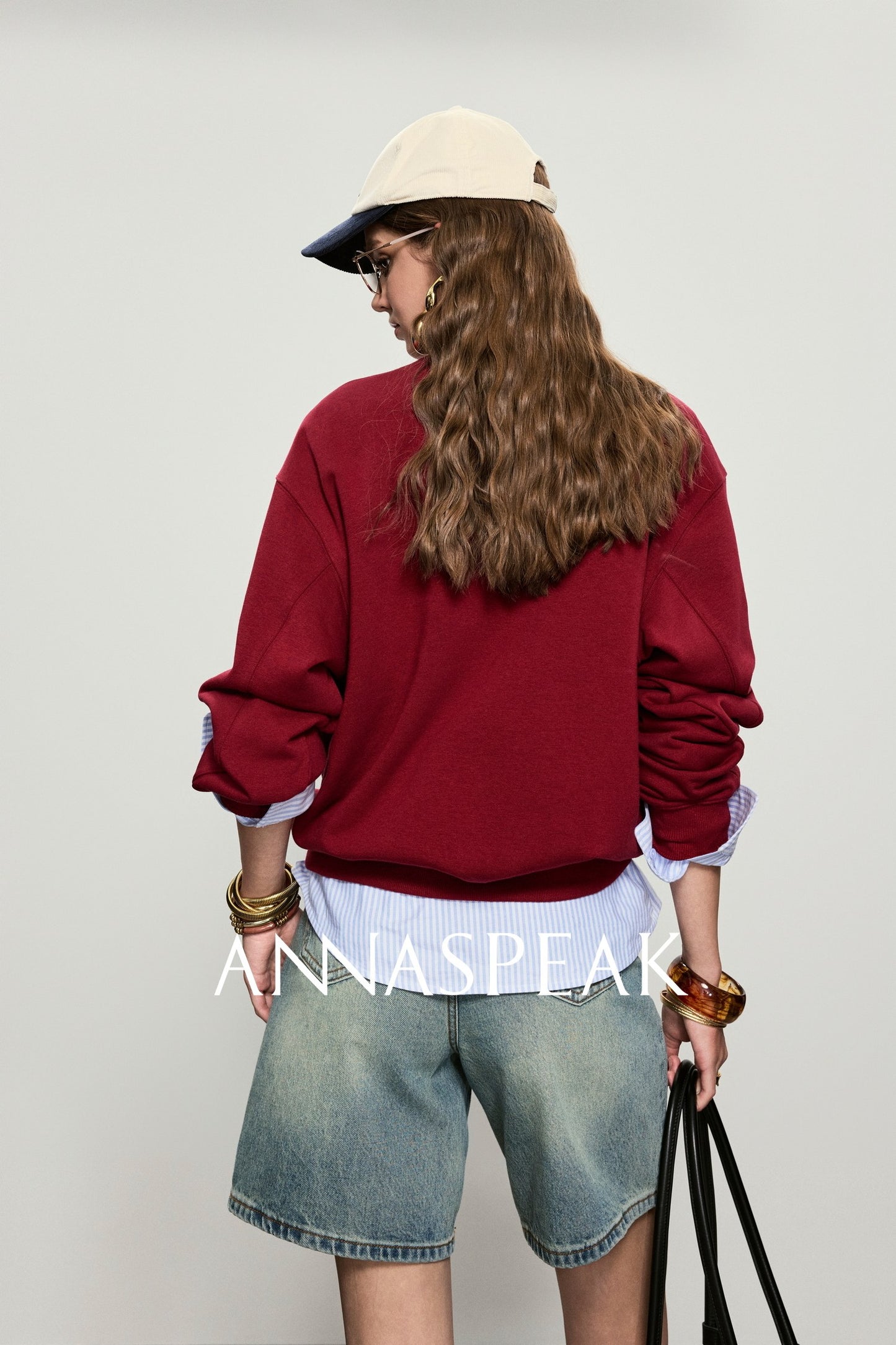 ANNASPEAK crew neck mottled distressed printed sweatshirt-PAMP.