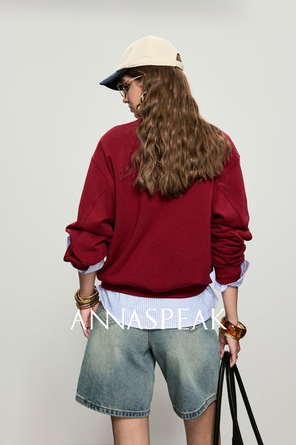 ANNASPEAK crew neck mottled distressed printed sweatshirt-PAMP.