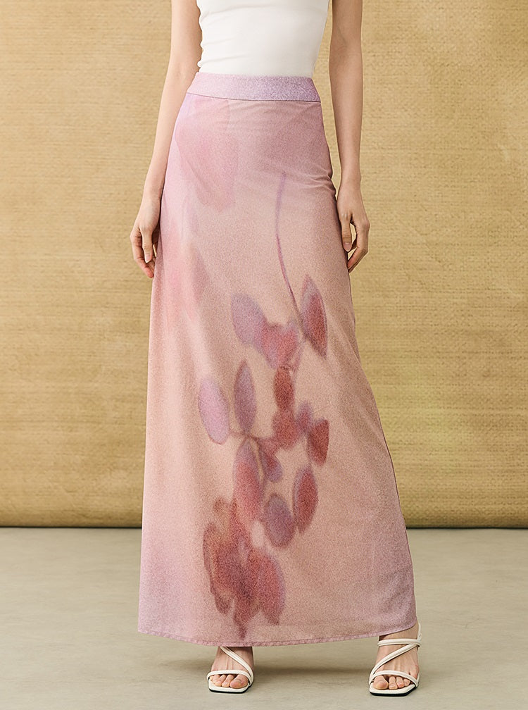 HECO Chinese gradient floral flowing temperament skirt - SWAED.