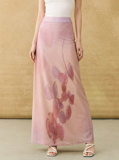 HECO Chinese gradient floral flowing temperament skirt - SWAED.