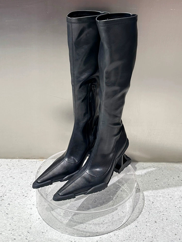 ANNAKIKI niche designer model black special-shaped functional boots for women-LIULIAN