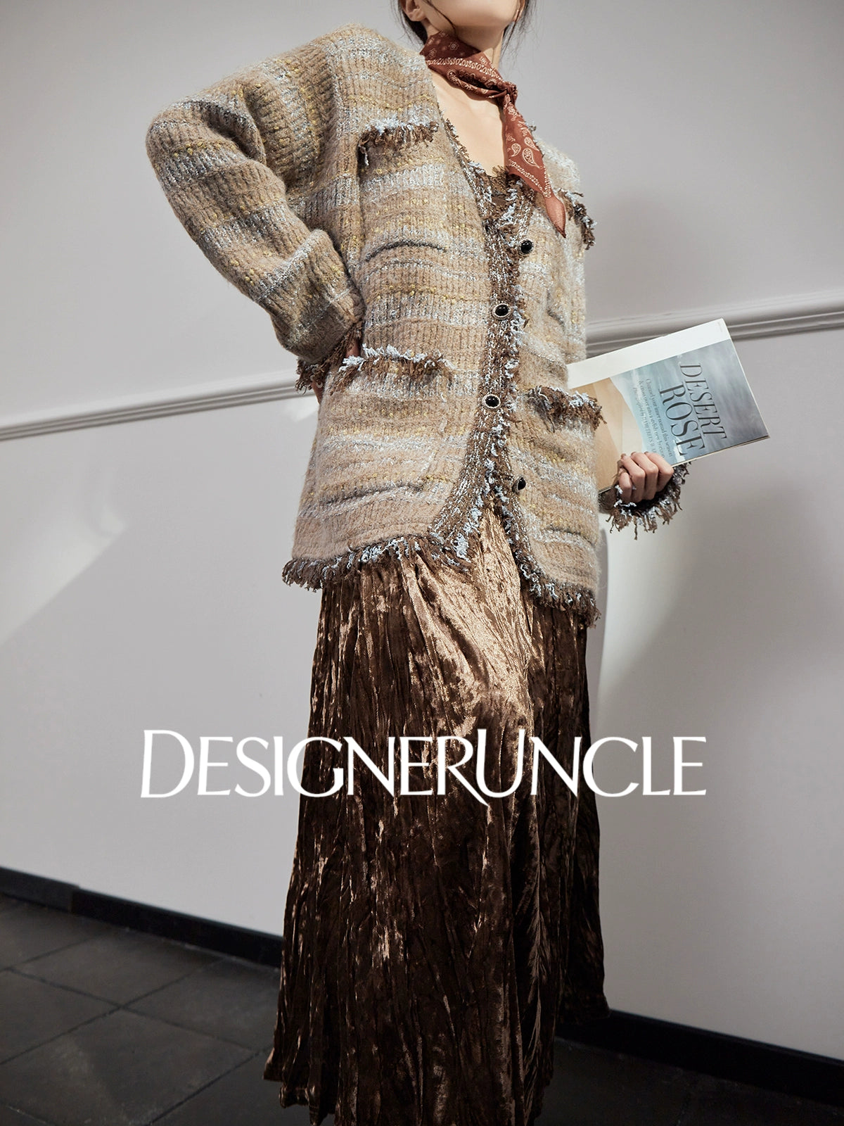 DGU "Twilight" black cardigan lazy style French retro versatile slimming top - DARCY.