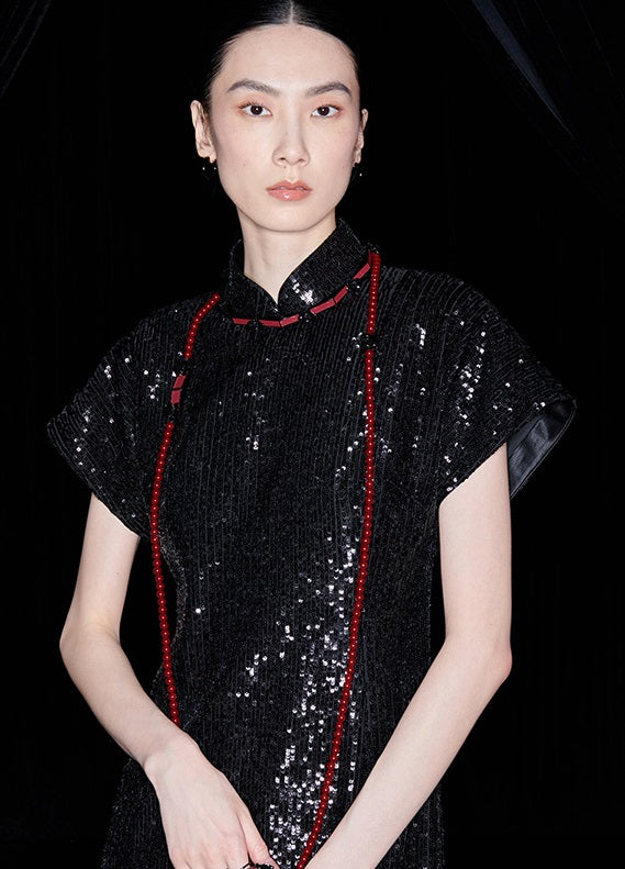 M essential Ma Kai designer Jing Ye embroidered cloth slim cheongsam Dress- BASIC.