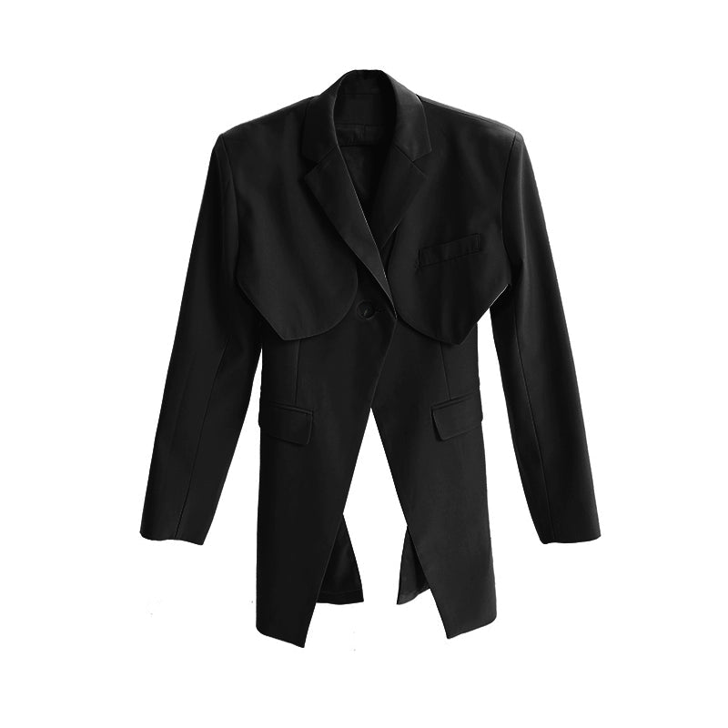 TINY IN cinched waist cut-out two-piece women's black suit vest -SEER