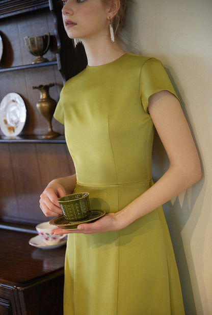 GOUDIN bridal short sleeves slim light luxury evening dress -TIAM.