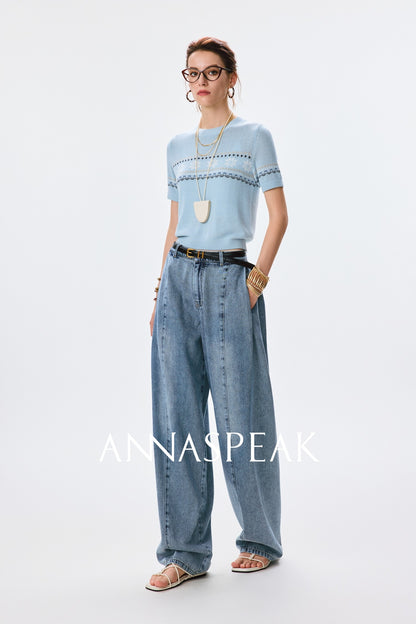 ANNASPEAK fashionable  cotton loose jeans-CHISA.