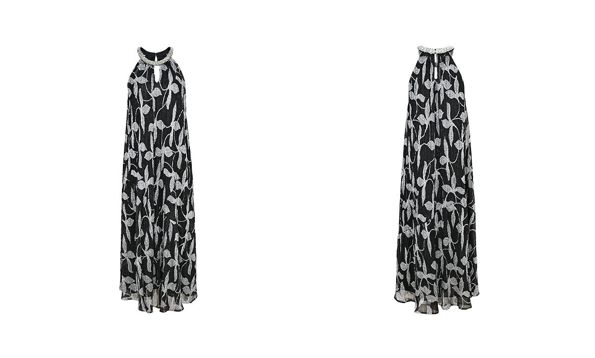 YES BY YESIR | Fire Tree & Silver Flower Halterneck Dress - ZARELIA.