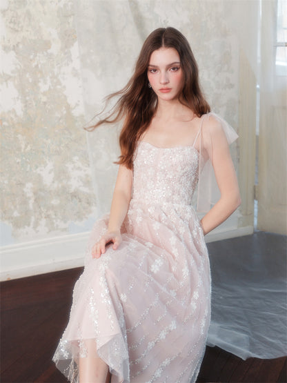 Wardrobes by Chen Luxury Pastel Pink beaded Sleeveless tulle bridal Dress-Khris