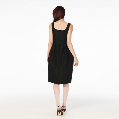 FAME Square Neck Bow Beaded Dress - LUCY