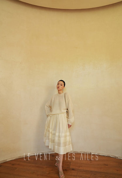LE VENT&TES AILES French romantic luxury full midi summer skirt -RINA