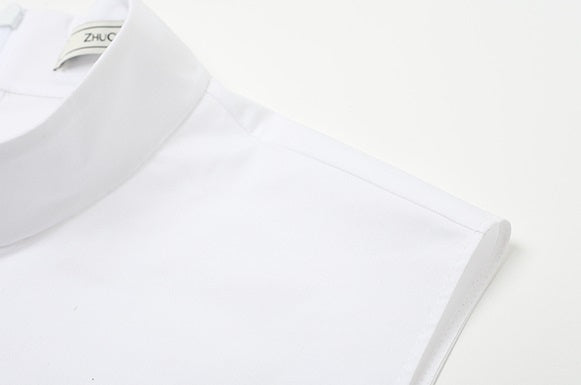 ZHUCHONGYUN White Chinese Buckle Stand Collar Sleeveless Shirt-GINTOKI.