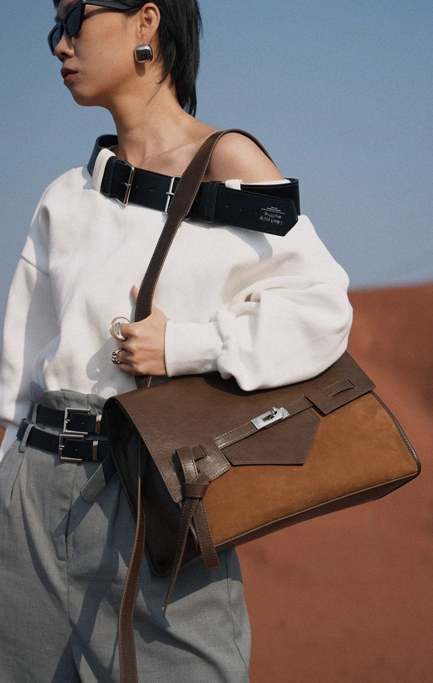 IUBALLET Genuine Leather Commuter Shoulder Tote Bag - PSALM.