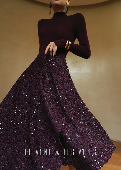 LE VENT&TES AILES Galaxy Luxury Weaving Feminine Sequin Tweed Skirt-ZOYA