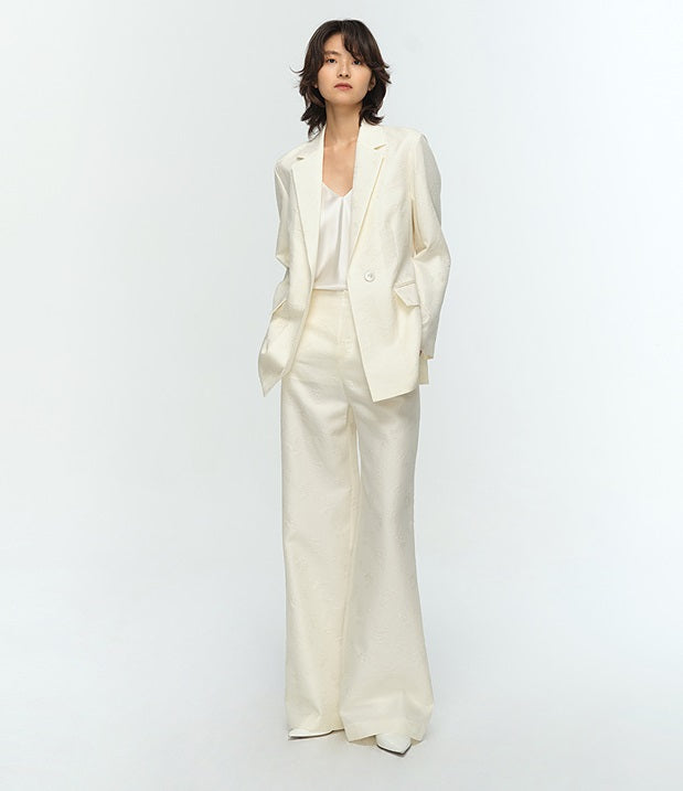 COMME MOI Lu Yan Designer's new women's high-speed commuter silk wool jacquard lapel suit - GRACIOUS.