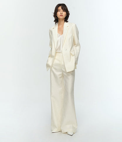 COMME MOI Lu Yan Designer's new women's high-speed commuter silk wool jacquard lapel suit - GRACIOUS.