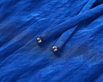 COMME MOI Women's Sleeveless V-Neck Draped Shirt blue Top - SAMUEL.