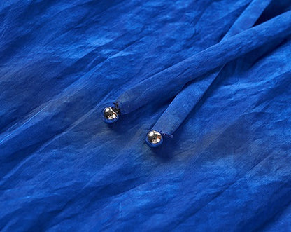 COMME MOI Women's Sleeveless V-Neck Draped Shirt blue Top - SAMUEL.