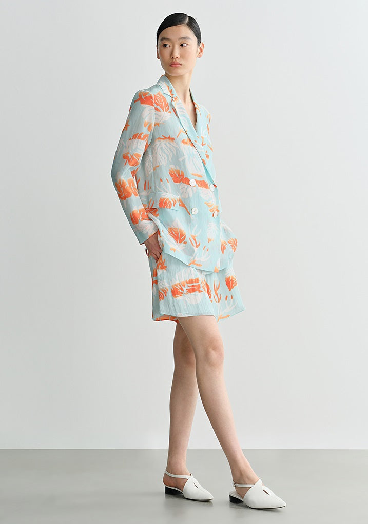 COMME MOI Lv Yan designer summer women's fashion casual print double-breasted suit - EMMA.