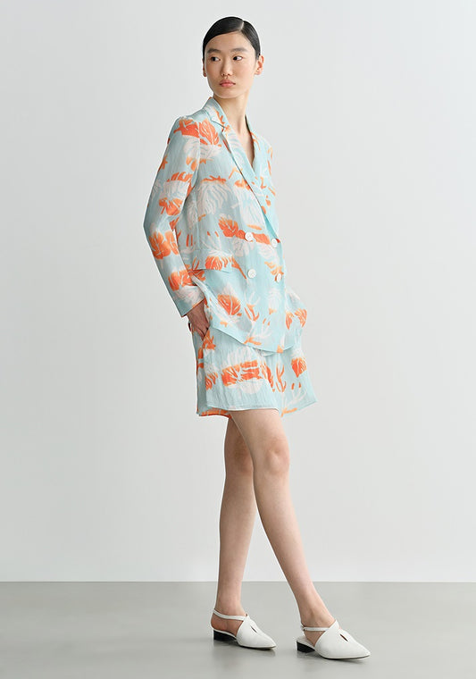 COMME MOI Lv Yan designer summer women's fashion casual print double-breasted suit - EMMA.