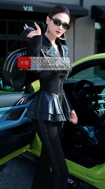 VJE  Jacket Flared Pants Two-Piece Suit set - FED.