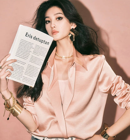 ANNASPEAK  lapel pink shirt-FLIN.