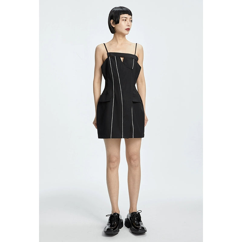 TINY IN curved waist irregular slip short Dress-JOJO