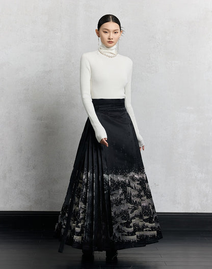 HECO Plain Base Layer Top High Neck black white red apricot Long Sleeve Knit Sweater - nice.