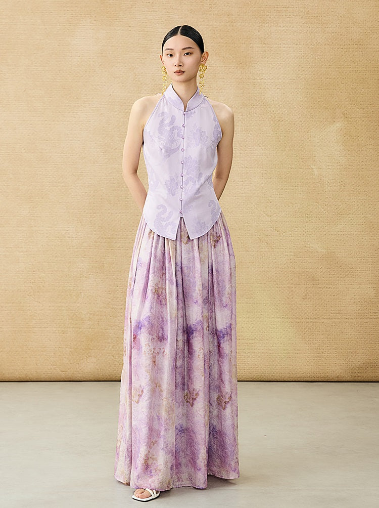 HECO Chinese elastic waist tie-dye printed skirt - BLESS.