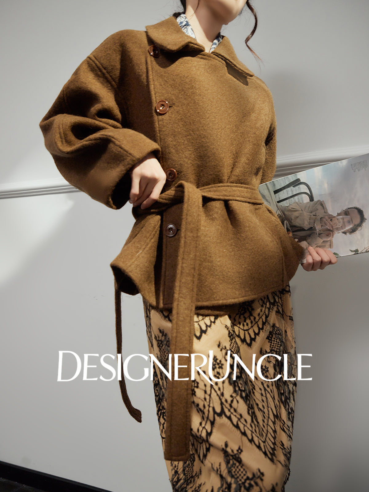 DGU|「 Twilight" gray woolen jacket new high-end temperament versatile slimming top - Louisa.