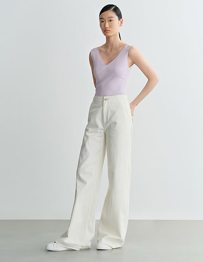 COMME MOI  Summer Acetate V-Neck Tight Knit Vest - AURORA.