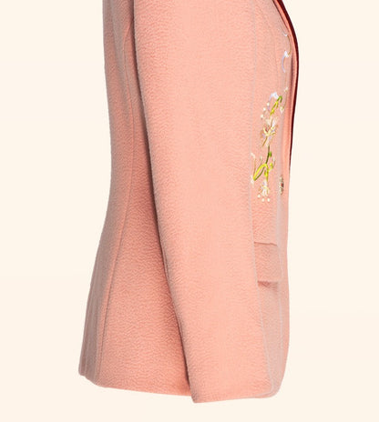 Magic Q original design nude pink heavy industry embroidered beaded palace lantern flower sweetheart sleeveless tweed dress