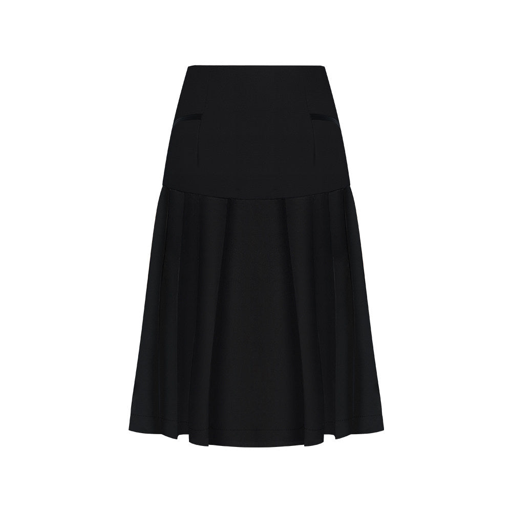 TUYUE Paint Moon Ink Acetate Stitched Pleated Midi Skirt - NIMO.