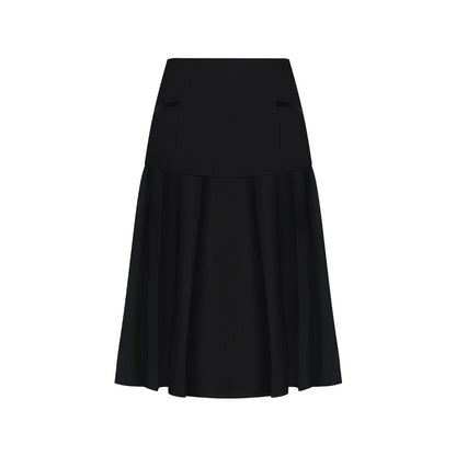 TUYUE Paint Moon Ink Acetate Stitched Pleated Midi Skirt - NIMO.