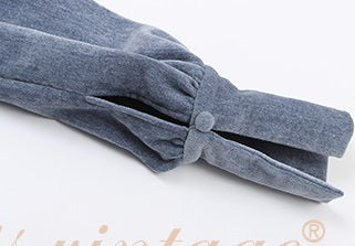 Le Palais Vintage Elegant long sleeves  V-neck matte velvet dinner wrap top-Maryann.