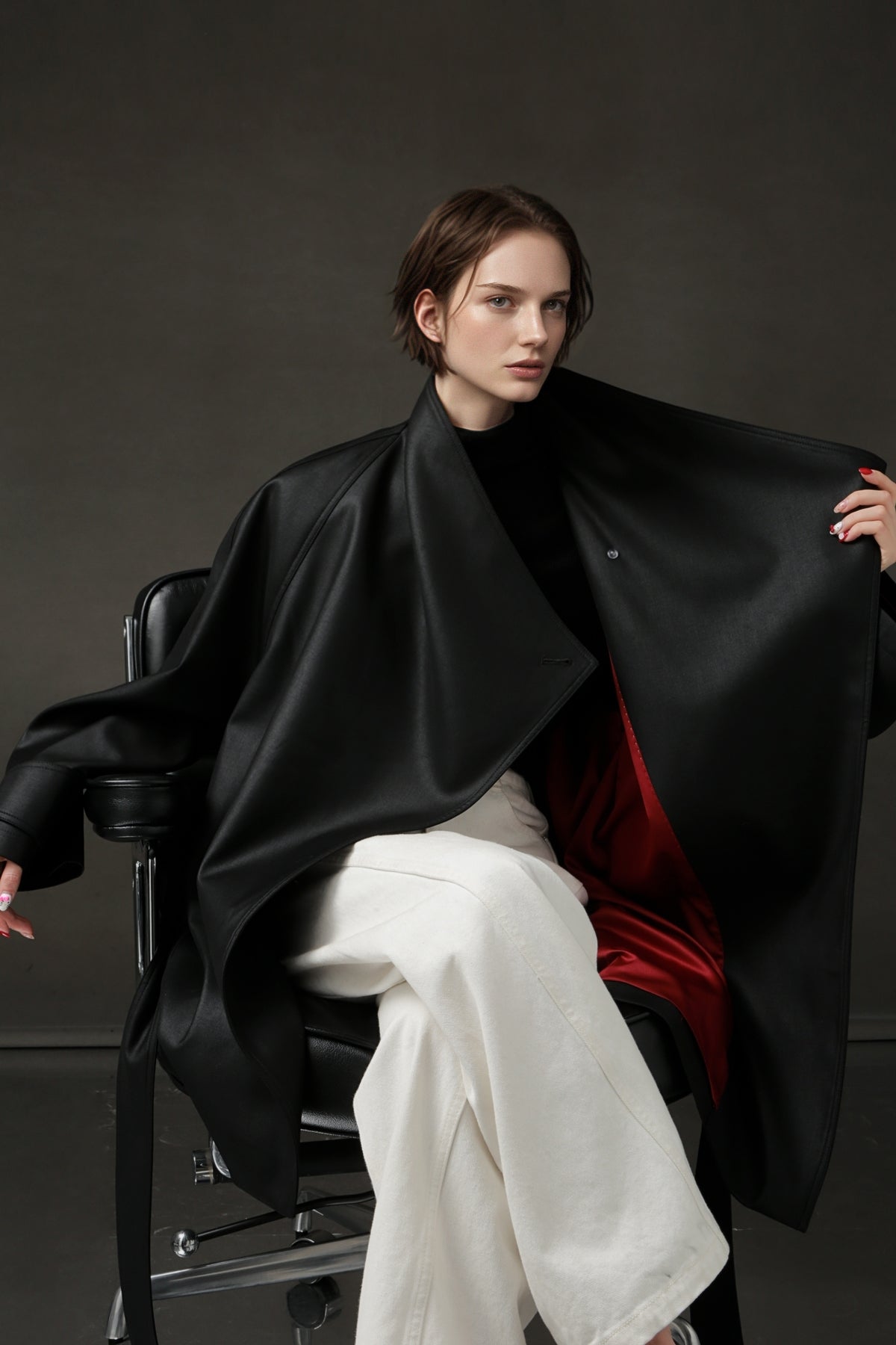 PIAOIN Silhouette design short windbreaker women's luxury jacket commuter-JEAN