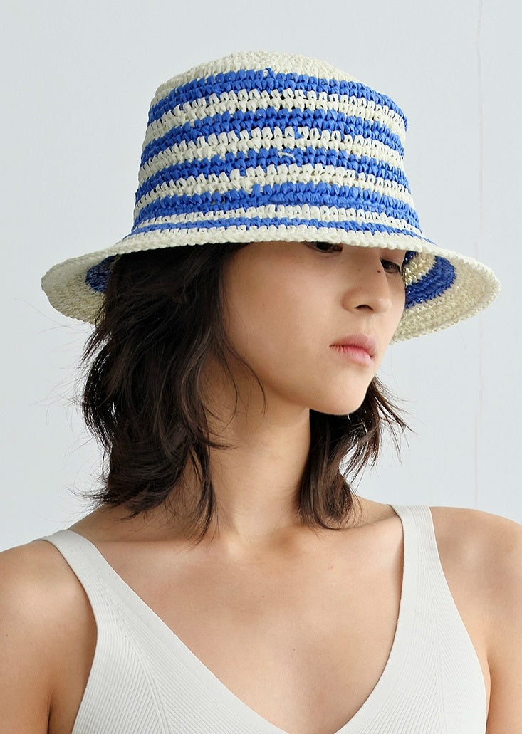 COMME MOI  summer straw bucket hat visor - ELLIE.