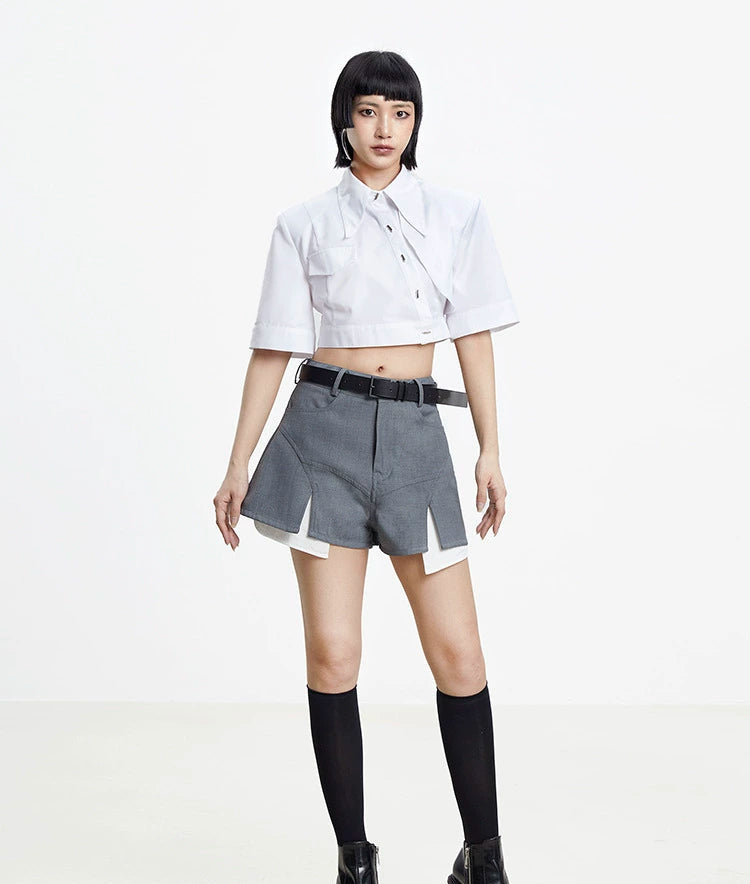 TINY IN women's summer versatile grey casual shorts-NEZU