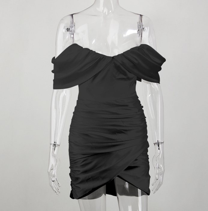 DOLLY Elegant V-Neck Short Sleeve Tube Top Slim Fit Pleated Short Date Dress-LITA