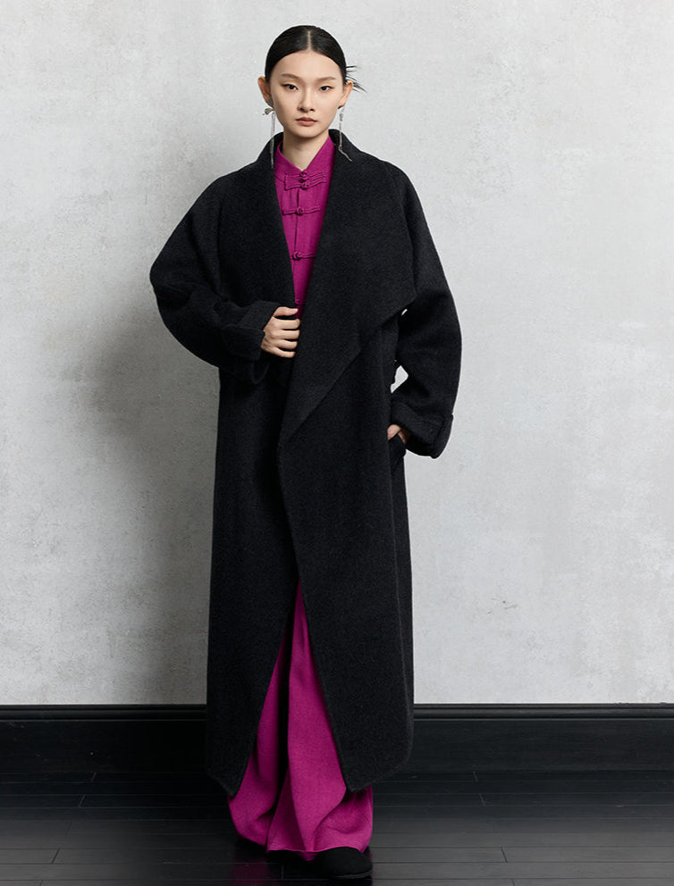 HECO Winter Thickened Warm Lapel Double-sided Woolen Long Wool Coat - loyal.
