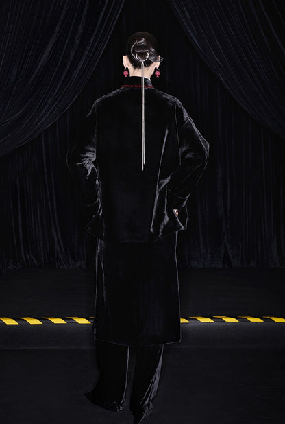 M essential Mackay designer silk velvet two-dimensional fish algae curtain bead jacket - BIDING.