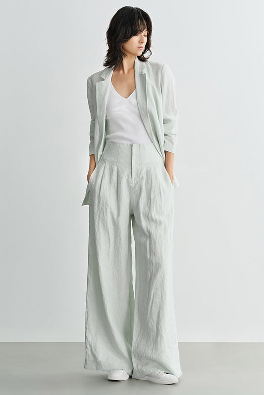 COMME MOI Linen High Waist Wide-leg Pants - THOMAS.