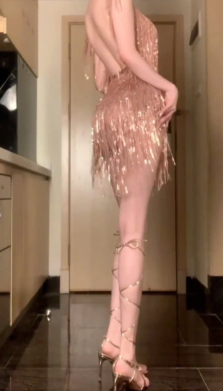 DOLLY Luxury U-Neck Star Light Tassel Sleeveless Backless Short Party Dress-PHEOBE