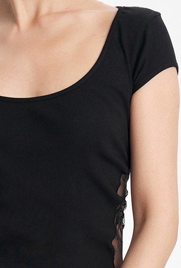 TINY IN  Short Lace Sexy One-Shoulder Top-NAM