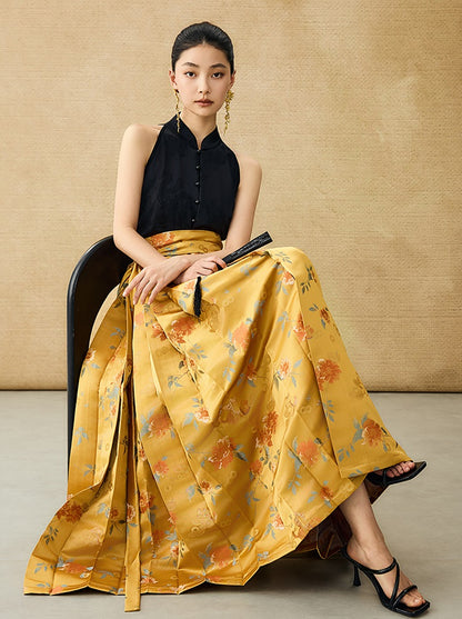 HECO Jacquard Horse Face Pleated Maxi Skirt  - COARSE.