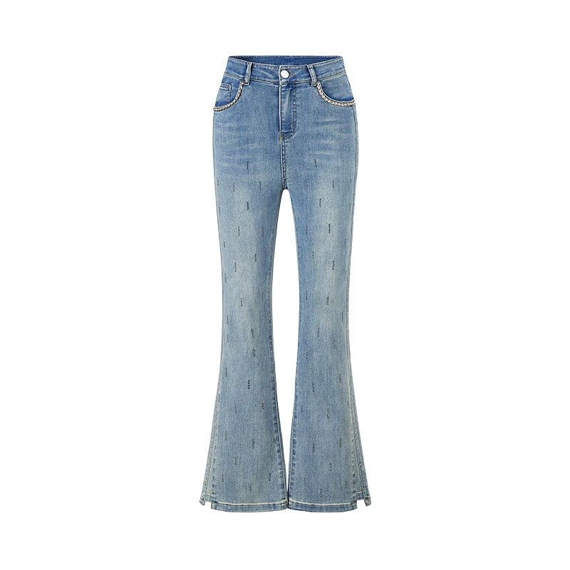 CHICHY chic bootcut high-waisted thin light blue long pants-SALLY
