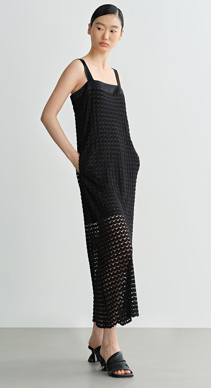 COMME MOI  women's black hollow sundress A-line skirt - RUBY.